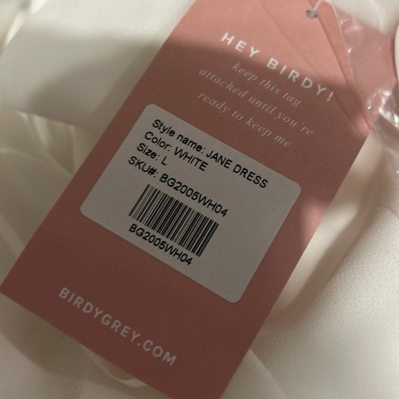 BIRDY GREY Jane Convertible Chiffon White Dress Ruffled 3-Way Sleeves Large NWT - Picture 6 of 8
